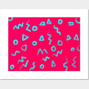 Pink Blue Memphis Pattern Posters and Art